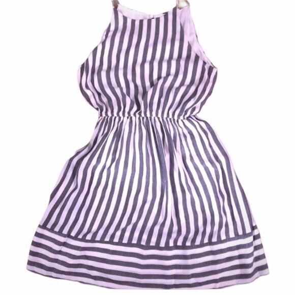 Aqua Gray & White Vertical Striped Dress - Picture 1 of 7